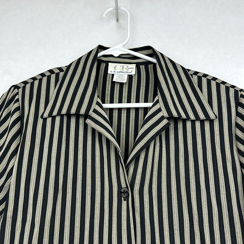C.B. Collection Blouse Women’s Button Down Shirt 2 in 1 Striped Multi Sz  XLP - Picture 3 of 8